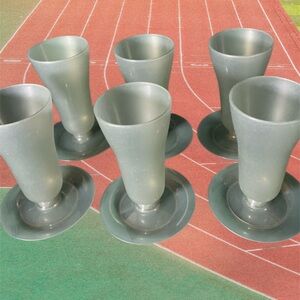 Vintage Set Of 6 Tupperware 754 Parfait  Dessert Tall Gray Cups no lids